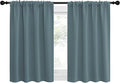 NICETOWN 2 Panels Blackout Curtains, Rod Pocket Thermal Insulated Drapes for Kitchen, Heavy Duty Small Window Treatment for Dorm Room, Studio Apartment, Basement (Stormy Blue, W42 x L30)