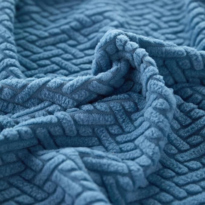 Sofa Covers Couch Covers for Sofa Pet Friendly Couch Cushion Covers Universal Sofa Covers Washable Stretch Slipcovers for Sectional Sofa (Texture Blue, 2 Seats + Chaise Cover)