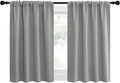 NICETOWN 2 Panels Blackout Curtains, Rod Pocket Thermal Insulated Drapes for Kitchen, Heavy Duty Small Window Treatment for Dorm Room, Studio Apartment, Basement (Silver Grey, W42 x L30)