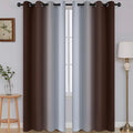 SimpleHome Ombre Room Darkening Curtains for Living Room, Light Blocking Gradient Brown to Greyish White Thermal Insulated Grommet Window Curtains/Drapes for Bedroom, 2 Panels, 52x84 inches Length