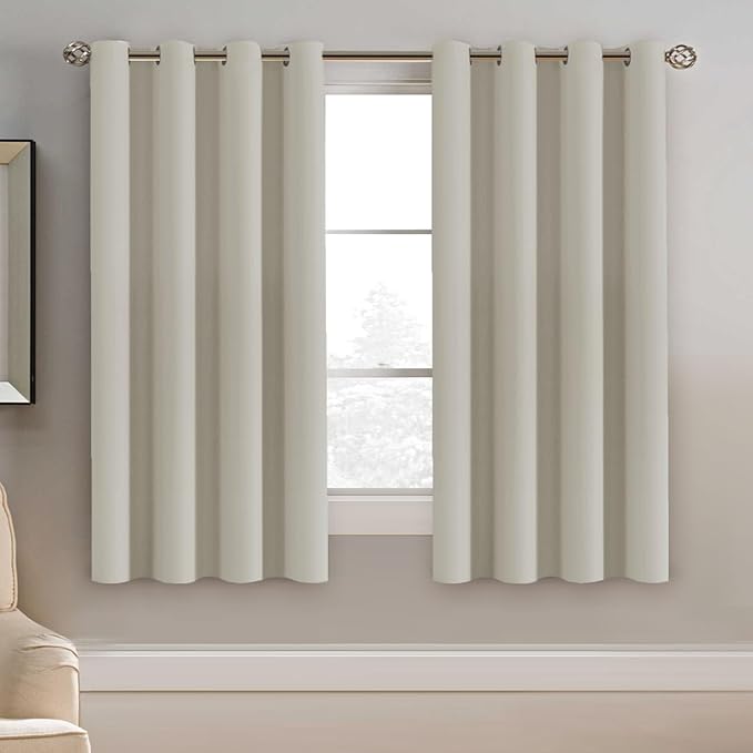H.VERSAILTEX Window Treatment Blackout Curtains 63 inches Length, Thermal Insulated Room Darkening Solid Grommet Curtains/Drapes for Bedroom/Living Room - 1 Panel, Ivory/Cream, 52" W x 63" L