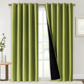 NICETOWN 100% Blackout Window Curtain Panels, Fresh Green, 2 Pieces, 70" Wide Each Panel, Cold and Full Light Blocking Drapes with Black Liner for Nursery, 84" Drop Thermal Insulated Draperies