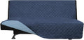 Easy-Going Futon Sofa Slipcover Reversible Sofa Cover Armless Cover Furniture Protector Couch Cover Water Resistant Pets, Kids, Children, Dog, Cat Dark Blue/Light Blue
