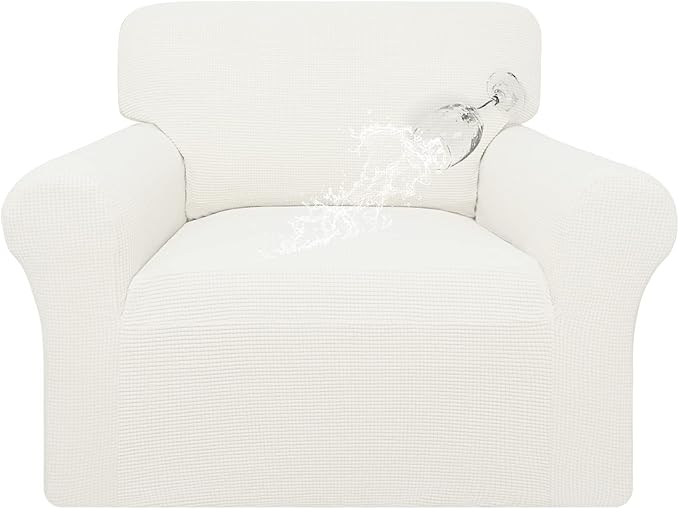 Easy-Going 100% Waterproof Oversized Chair Couch Cover, Dual Waterproof Sofa Cover, Stretch Jacquard Sofa Slipcover, Leakproof Furniture Protector for Kids, Pets, Dog and Cat, Cream