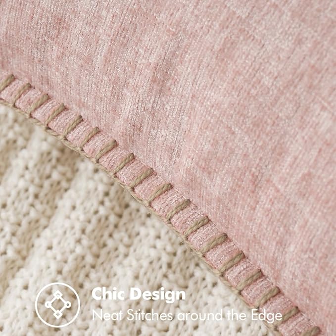 MIULEE Pack of 2 Valentines Day Couch Throw Pillow Covers 18x18 Inch Pink Farmhouse Decorative Pillow Covers with Stitched Edge Soft Chenille Solid Dyed Spring Pillow Covers for Sofa Bed Living Room