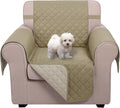 U-NICE HOME Reversible Oversized Chair Covers Quilted Water Repellent Pet Protectors with Elastic Straps(28''Armchair, Light Camel/Beige)