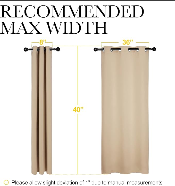 NICETOWN Room Darkening Curtain Panels for Cafe, Thermal Insulated Grommet Room Darkening Draperies/Drapes for Window (Biscotti Beige, 2 Panels, W42 x L40 -inch)
