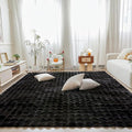 Black Rabbit Plush Rug 8'x10', Fluffy Faux Fur Shaggy Area Rug for Nursery, Kids Room Decor, Soft Fuzzy Carpet for Living Room, Bedroom, Teen Girls Room