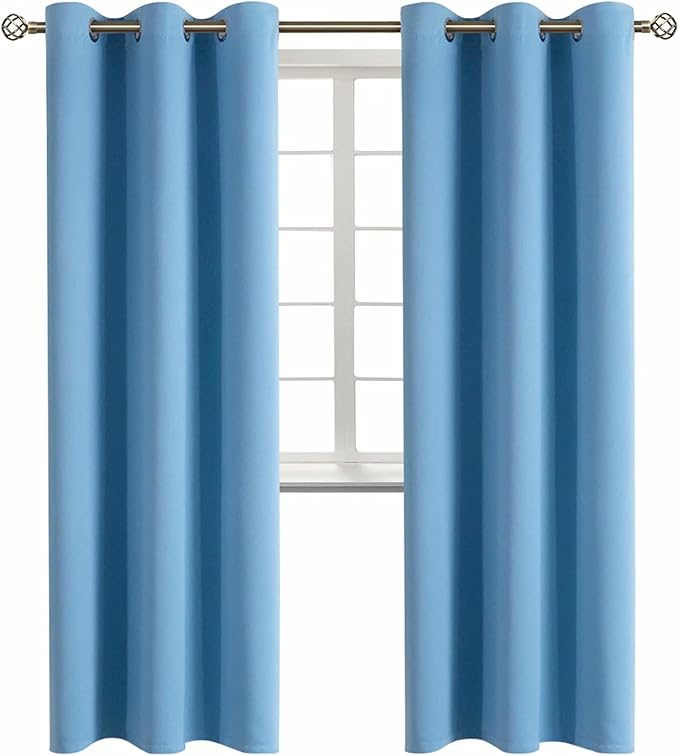 BGment Room Darkening Curtains 84 Inches Long - Grommet Thermal Insulated Drapes Window Treatment Curtains for Bedroom, 2 Panels, 42 x 84 Inch, Sky Blue