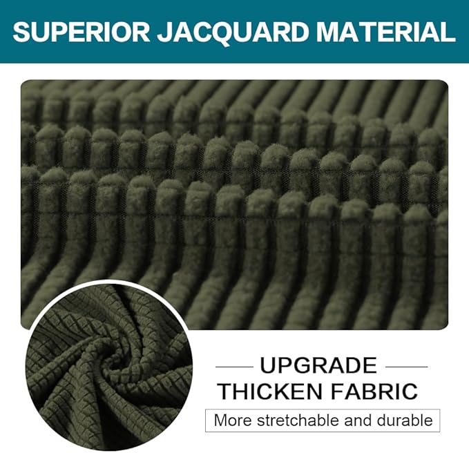Turquoize 4 Piece Sofa Covers for 3 Cushion Couch Sofa Slipcover Soft Couch Cover for Dogs Washable Furniture Cover with 3 Individual Large Cushion Covers Feature Fabric (Large Sofa, Olive)