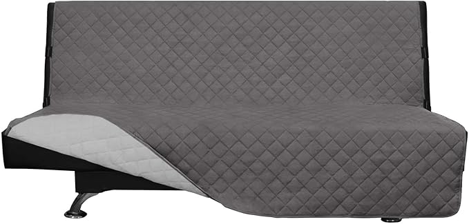 Easy-Going Futon Sofa Slipcover Reversible Sofa Cover Armless Cover Furniture Protector Couch Cover Water Resistant Pets, Kids, Children, Dog, Cat Gray/Light Gray