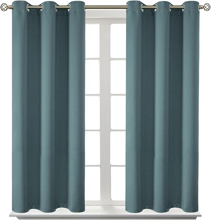BGment Room Darkening Curtains 45 Inches Long - Grommet Thermal Insulated Drapes Window Treatment Curtains for Bedroom, 2 Panels, 38 x 45 Inch, Stone Blue