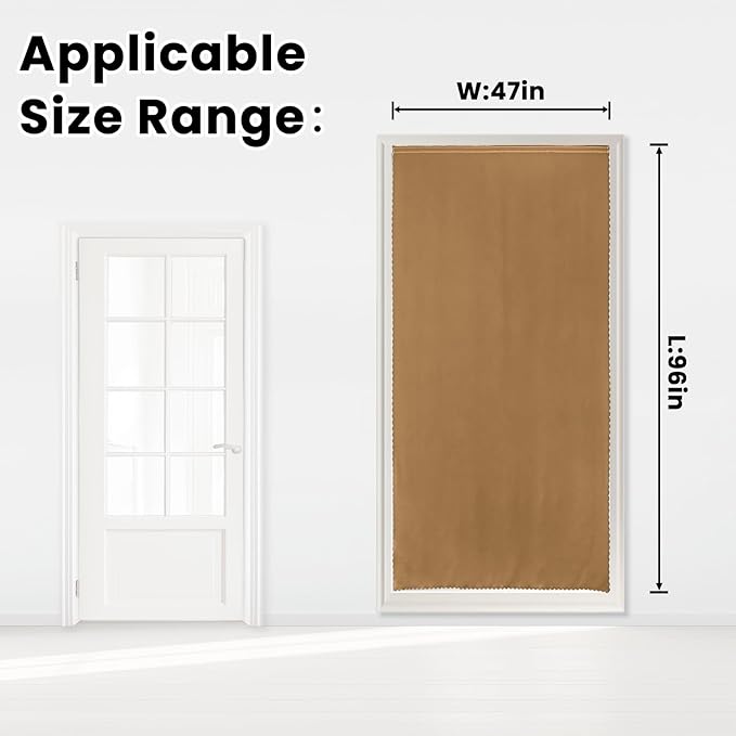 Self Adhesive Curtains, Stick Curtain Blackout Shades Window Cover Curtains for Living Room No Drilling, 47" W X 96" L, Brown, 1 Panel