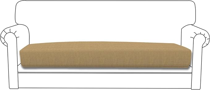 Easy-Going Stretch Cushion Cover Sofa Cushion Furniture Protector Sofa Seat Sofa slipcover Sofa Cover Soft Flexibility with Elastic Bottom(Sofa Cushion,Golden)
