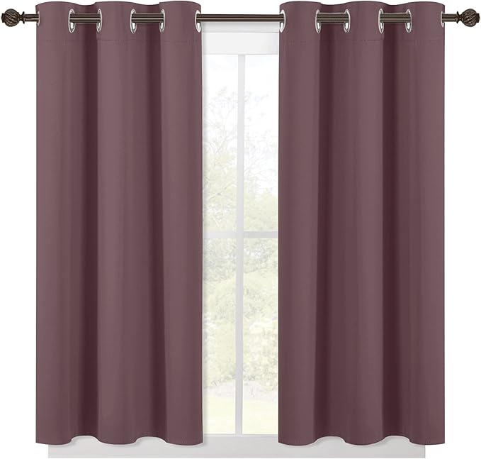 NICETOWN Modern Blackout Curtains Noise Reducing, Thermal Insulated and Privacy Room Darkening Drape Panels for Boy's Guest Room Door Small Short Window (Dry Rose, 2 Panels, W42 x L54 -Inch)