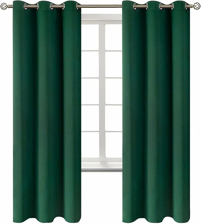 BGment Blackout Curtains for Kids Bedroom - Grommet Thermal Insulated Room Darkening Curtains for Living Room, Set of 2 Panels (42 x 72 Inch, Emerald)