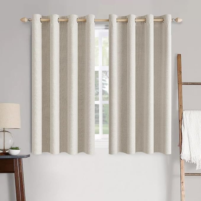 MIULEE Linen Blackout Curtains for Bedroom Thermal Insulated Birch Grommet Room Darkening Black Out Drapes for Living Room Nursery 52 x 54 Inch (2 Panels)