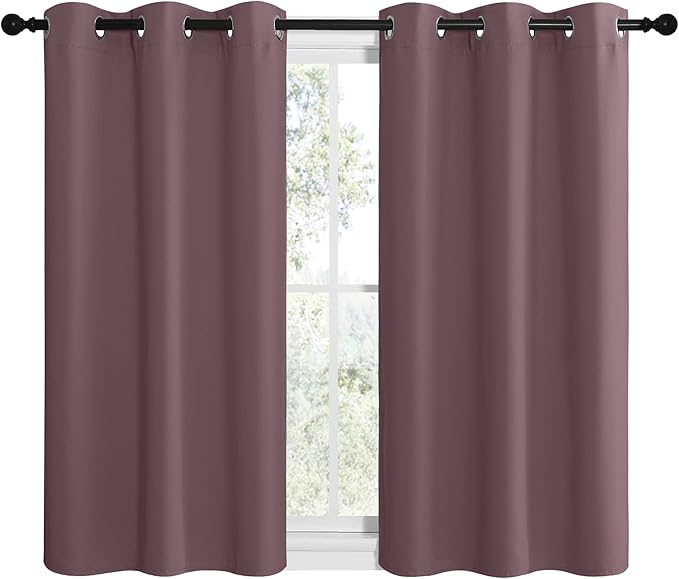 NICETOWN Modern Blackout Curtains Noise Reducing, Thermal Insulated and Privacy Room Darkening Drape Panels for Boy's Guest Room Door Small Short Window (Dry Rose, 2 Panels, W42 x L40 -Inch)