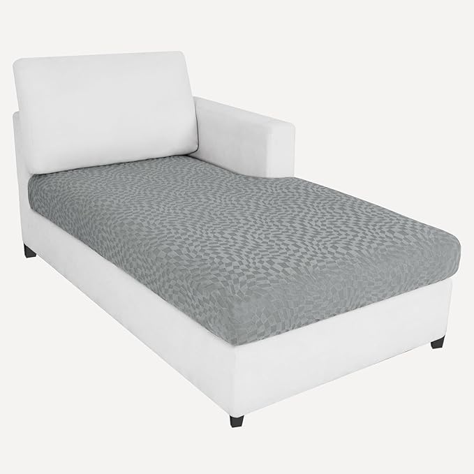 2025 Stretch Chaise Covers for Sectional Sofa, Individual Chaise Lounge Cover Removable Washable, L-Shaped Couch Seat Cover Replacement, Unique Fashion Pattern Soft Cozy Durable (Chaise, Light Gray)
