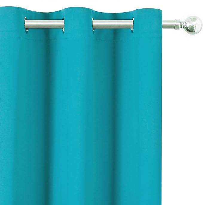 LEMOMO Blackout Curtains 66 x 72 Inch Long Teal Curtains Set of 2 Panels Room Darkening Curtains for Bedroom and Living Room