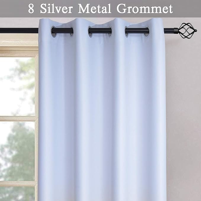 SimpleHome Ombre Room Darkening Curtains for Boys Bedroom, Gradient Grey White to Black Light Blocking Thermal Insulated Grommet Window Curtain for Living Room,1 Panel, 52x84 inches