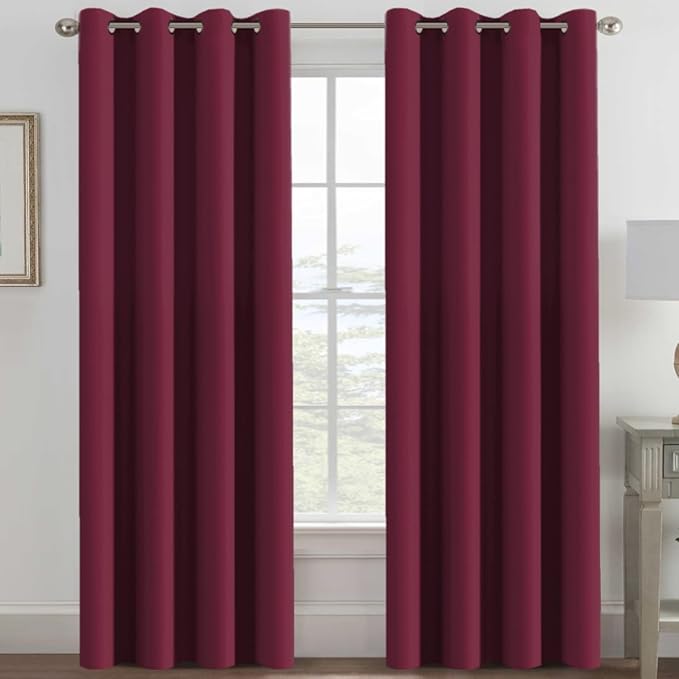 H.VERSAILTEX Light Blocking Blackout Curtains Window Treatment Thermal Insulated Grommet Energy Saving Curtains/Drapes for Bedroom/Living Room (52 x 102 Inch, Burgundy Red)