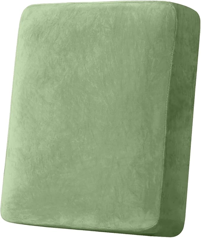 Couch Cover Stretch Velvet Sofa Cushion Cover 1-Piece - Elastic Washable Slipcover for Seat or Backrest, Couch Seat Covers for Sofas (Avocado Green)