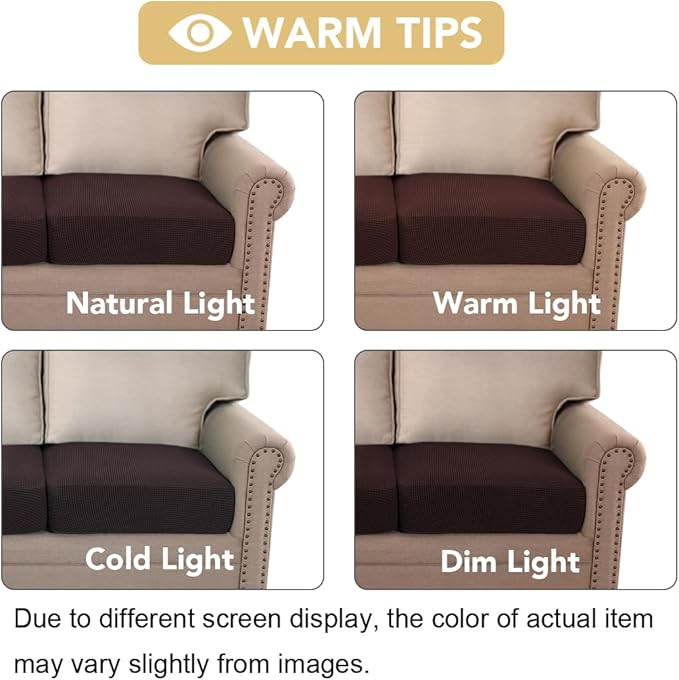H.VERSAILTEX Super Stretch Individual Seat Cushion Covers - Sofa & Couch Cushion Slipcover Sets - Thick Jacquard Textured Twill Fabric (3 Piece XL, Chocolate)
