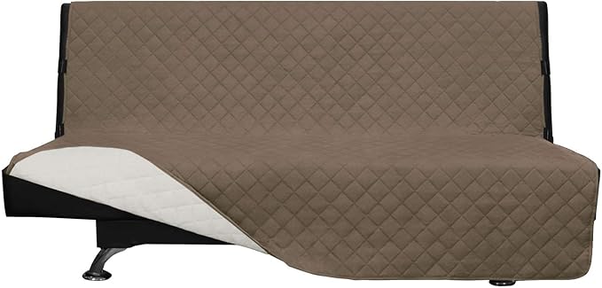 Easy-Going Futon Sofa Slipcover Reversible Sofa Cover Armless Cover Furniture Protector Couch Cover Water Resistant Pets, Kids, Children, Dog, Cat Camel/Ivory