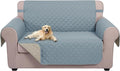 U-NICE HOME Loveseat Sofa Cover Reversible Couch Covers for 2 Cushion Couch for Dogs Furniture Protector Cover with Elastic Straps Water Resistant(Loveseat Small, Light Blue/Beige)
