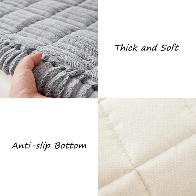 Couch Cover for Dogs Washable, Fuzzy Pet Couch Covers for 3 Cushion Sofa Pet Friendly, Non Slip Sofa Cover (Light Blue-Grey, 27.6" x 70.9"/70 x 180cm)