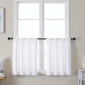 Simplebrand Ava Pure White Curtains 30 Inches Long 2 Panels, Light Filtering Half Window Rod Pocket Privacy Short Curtains, Thermal Insulated Curtain Tiers for Kitchen Bathroom Shades, W30 x L30 Inch