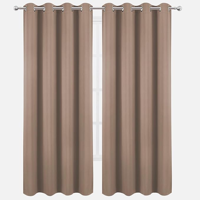LEMOMO Blackout Curtains 52 x 120 Inch Long Cappuccino Curtains Set of 2 Panels Room Darkening Curtains for Bedroom and Living Room