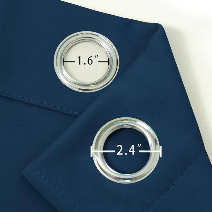 LEMOMO Blackout Curtains 52 x 120 Inch Long Navy Blue Curtains Set of 2 Panels Room Darkening Curtains for Bedroom and Living Room