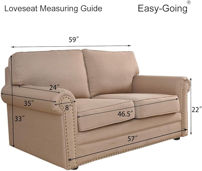 Easy-Going Stretch Loveseat Slipcover 1-Piece Sofa Cover Furniture Protector Couch Soft with Elastic Bottom for Kids Polyester Spandex Jacquard Fabric Small Checks (Loveseat, Camel)