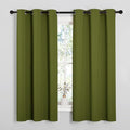 NICETOWN Kitchen Curtain Panels Blackout Draperies, Thermal Insulated Solid Grommet Blackout Curtains/Drapes for Christmas Window Decoration (1 Pair, 34 by 63 inches, Olive Green)