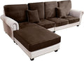 Couch Cover 4-Piece Elastic Velvet Couch Cushion Covers & Chaise Slipcovers for L-Shaped Sofas - Sofa Seat Covers Washable, Soft Protector for Couches (3 Seater + Chaise, Coffee)
