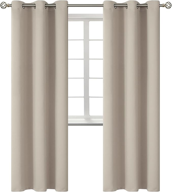 BGment Room Darkening Curtains 84 Inches Long - Grommet Thermal Insulated Drapes Window Treatment Curtains for Bedroom, 2 Panels, 42 x 84 Inch, Camel