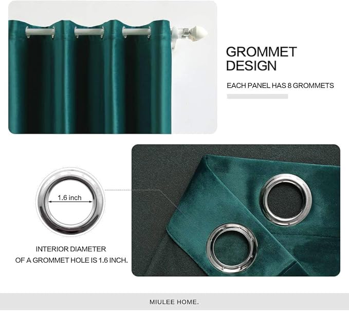 MIULEE Christmas Dark Green Velvet Curtains Room Darkening Blackout Solid Soft Grommet Top Emerald Curtain Thermal Soundproof Curtains/Drapes/Panels for Living Room Bedroom 52 x 84 Inch 2 Panels