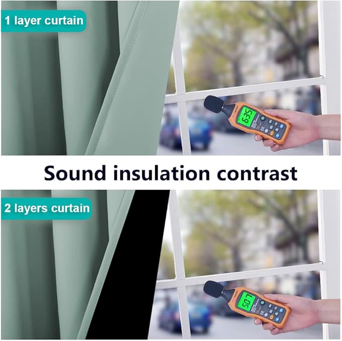 NICETOWN 100% Blackout Curtains 84 inches Long, Seafoam Green, 52 inches Wide, Pair of Energy Smart & Noise Blocking Out Drapes for Baby Room Window, Thermal Insulated Guest Room Lined Window Dressing