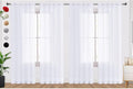 SpaceDresser Optical White Sheer Curtains 4 Panels Rod Pocket Semi-Sheer Curtain 108 Inches Long Light Filtering Voile Window Drapes for Bedroom Living Room Kitchen, Each 52W x 108L