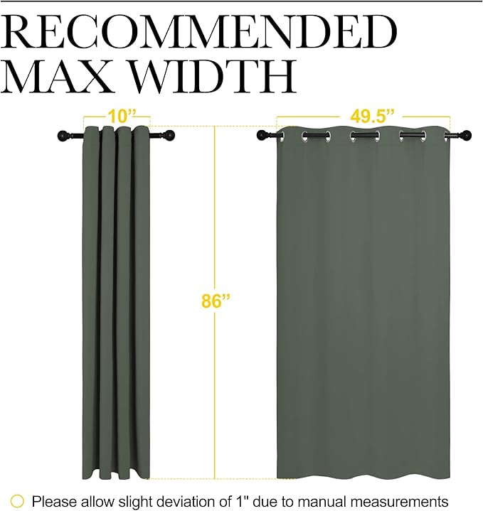 NICETOWN Dark Mallard Blackout Curtains Grommet - Home Decorations Thermal Insulated Solid Grommet Top Blackout Living Room Panels/Drapes for Gift (1 Pair, 55 x 86 inches)