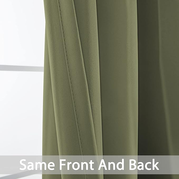 Yakamok Window Treatment Kitchen Drapes - Plain Solid Grommet Top Short Curtains for Kitchen Window(52Wx36L, Sage, 2 Panels)
