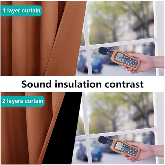 NICETOWN Burnt Orange 100% Blackout Curtains 45 inches Long, 2 Thick Layers Completely Blackout Window Treatment Thermal Insulated Lined Drapes for Small Window (1 Pair, 42 inches Width Each Panel)