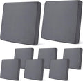 Newwiee 8Pcs Patio Cushion Covers Stretch Outdoor Cushion Cover Replacement for Patio Furniture Sofa Couch Slipcovers, Soft Flexibility Washable Furniture Protector(Waterproof Pure,Dark Gray)