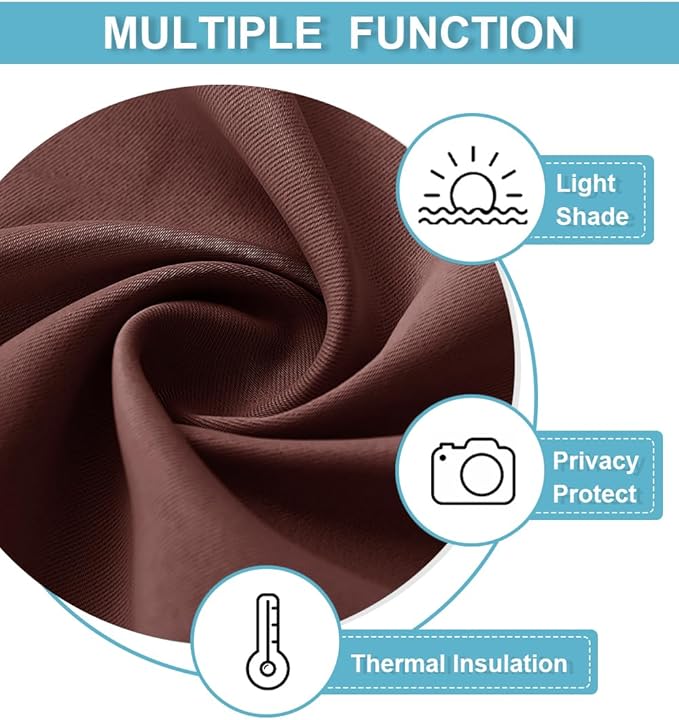 RYB HOME Blackout Curtains for Bedroom Living Room 63 inches Long, Thermal Insulated Privacy Rod Pocket Drapes for Nursery Office Home Theater, Width 42 by Length 63, Chocolate Brown, 2 Panels
