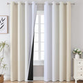 Estelar Textiler Beige and Greyish White Blackout Curtains 108 Inches Long, Thermal Insulated Drapes for Bedroom, Full Light Blocking Energy Saving Long Curtains for Living Room, 52Wx108L, 2 Panels