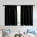 RYB HOME Blackout Privacy Bathroom Window Curtains, Short Thermal Insulated Heat Blocking Privacy Rod Pocket Half Window Curtain Tiers for Nursery Bedroom, Width 42 by Length 30, Black, 2 Panels