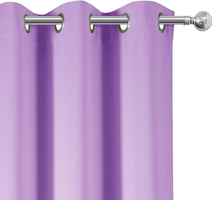 LEMOMO Blackout Curtains 52 x 45 inch Lavender Curtains Set of 2 Panels/Thermal Insulated Room Darkening Bedroom Curtains