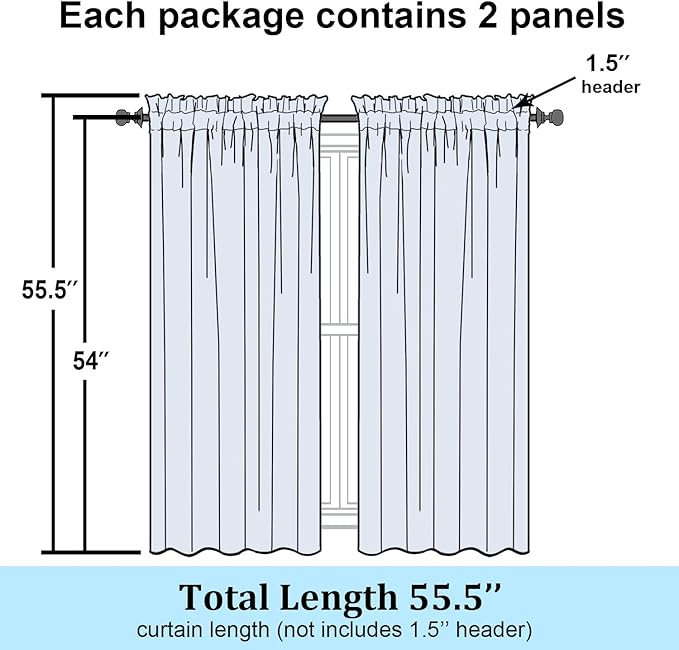 Simplebrand Rod Pocket Top Solid Voile Sheer Curtains for Bedroom, 54 Inch Length Drapes Set of 2, Lightweight and Light Filtering Elegant Aqua Curtains Panels Window Treatment, 42W×54L, Aqua